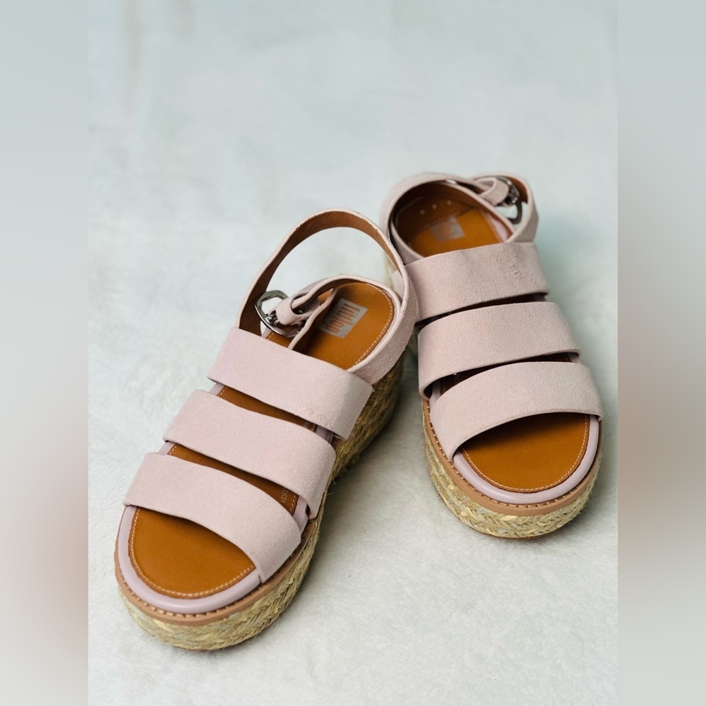 Fitflop Eloise Espadrille Suede Strappy Wedge Sandals in Soft Lilac Size 36 or 5
